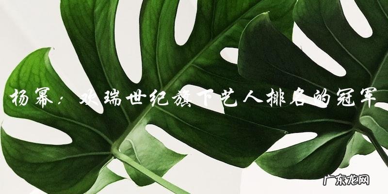 谁是欢瑞世纪旗下艺人排名的冠军?