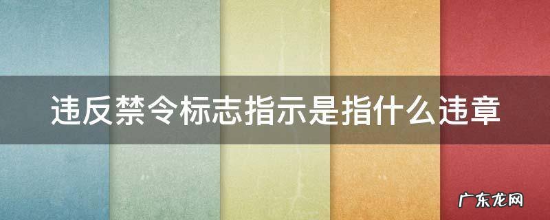 违反禁令标志指示是指什么违章 违反禁令标志指示是什么违章行为