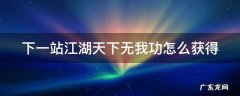 下一站江湖天下无我功效果 下一站江湖天下无我功怎么获得