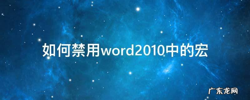 如何禁用word2010中的宏 word怎么禁用宏