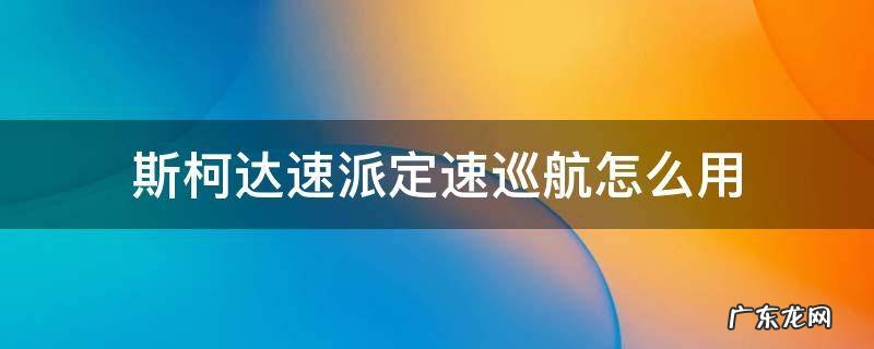 速派有定速巡航吗 斯柯达速派定速巡航怎么用