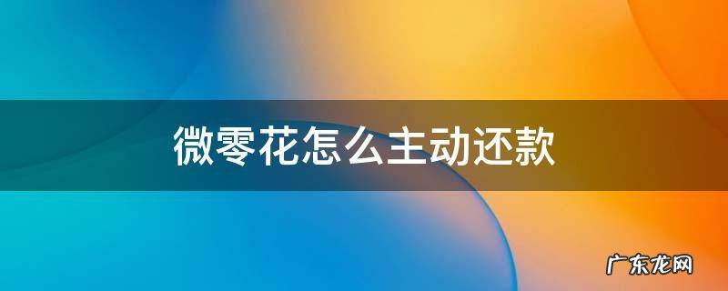 微零花怎么用微信还款 微零花怎么主动还款