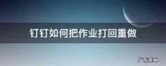 钉钉怎么把作业打回 钉钉如何把作业打回重做
