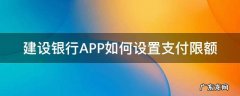 建行网上支付限额设置 建设银行APP如何设置支付限额