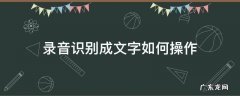 录音转化成文字怎么操作 录音识别成文字如何操作