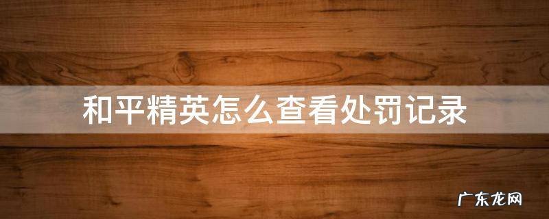 和平精英违规行为在哪里查询 和平精英怎么查看处罚记录