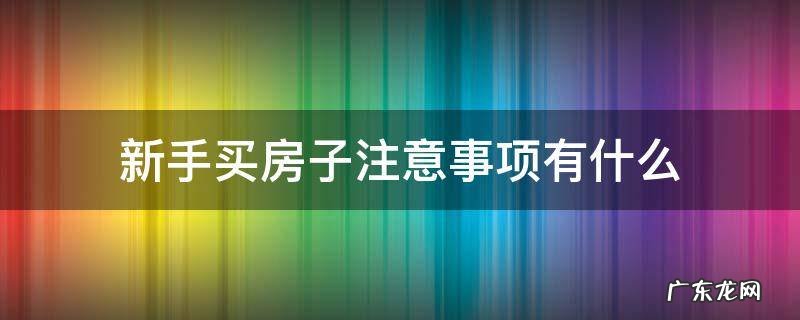 新手买房子注意事项有什么 新手买房子要注意事项
