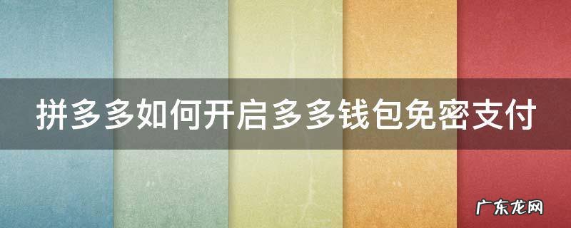 拼多多如何开启多多钱包免密支付 拼多多如何开启多多钱包免密支付