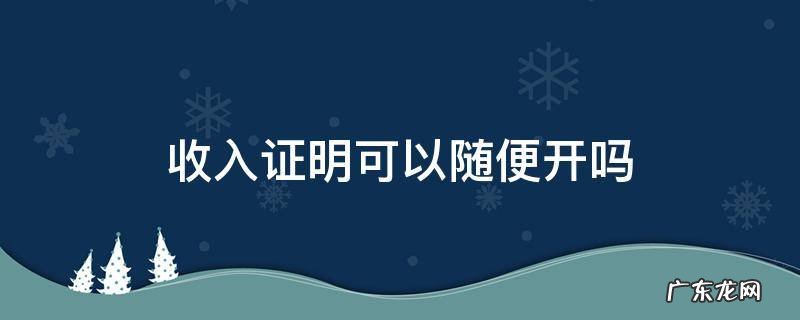 收入证明可以随便开吗 工作收入证明可以随便开吗