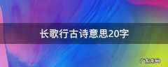 长歌行的意思20字 长歌行古诗意思20字