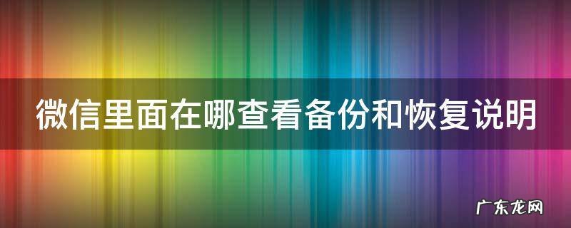 微信怎么看备份的记录 微信里面在哪查看备份和恢复说明