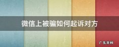 被骗了有对方微信 微信上被骗如何起诉对方