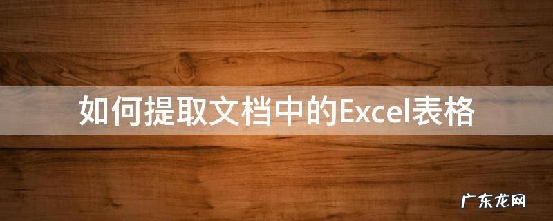 如何提取文档中的Excel表格 如何从文档中提取表格