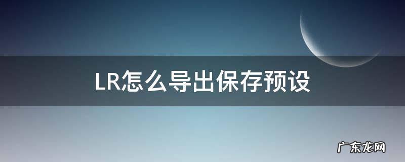LR怎么导出保存预设