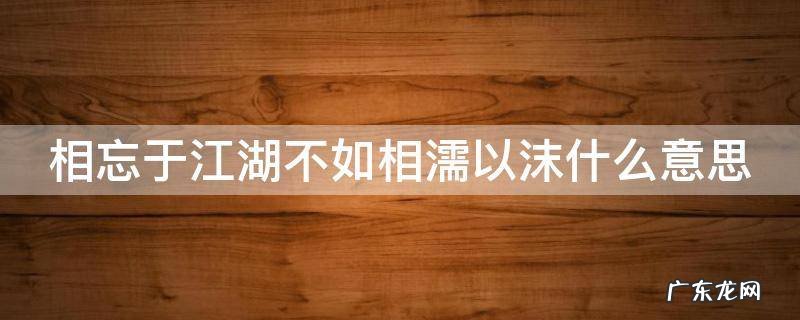 相忘于江湖经典句子一整句 相忘于江湖不如相濡以沫什么意思