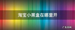 淘宝小黑盒在哪里开 淘宝小黑盒子在哪