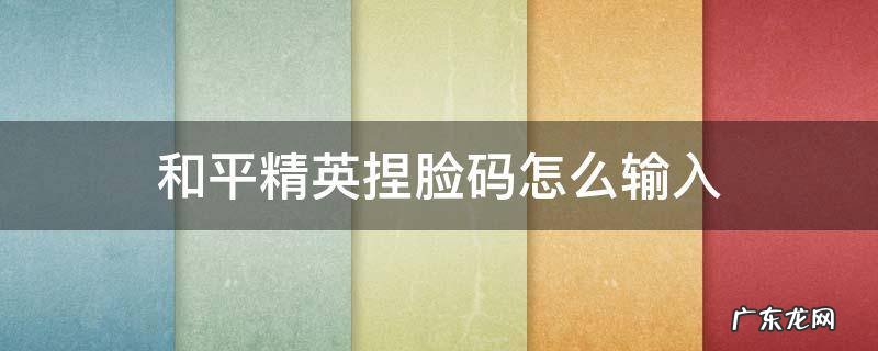 和平精英捏脸码怎么输入 和平精英中如何使用捏脸码