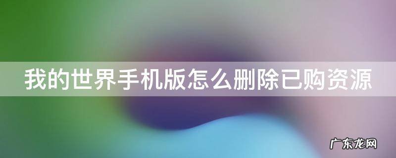 我的世界手机版怎么删除已购资源 我的世界手机版怎么删除已购资源包