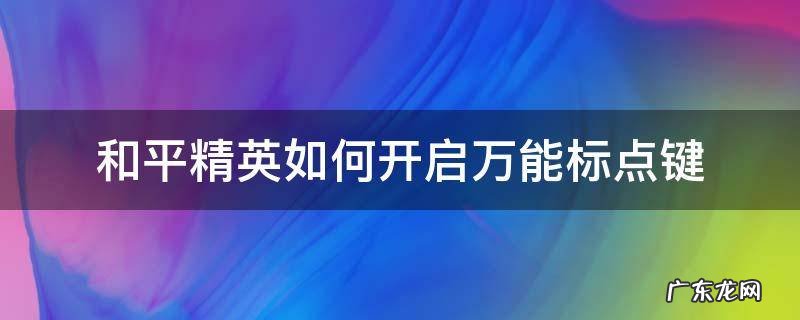 和平精英怎么设置万能标点键 和平精英如何开启万能标点键