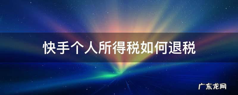 快手怎么退个人所得税 快手个人所得税如何退税