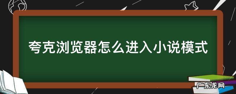 夸克浏览器怎么进入小说模式 夸克游览器怎么进入小说模式