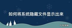 怎样显示系统隐藏的文件 如何将系统隐藏文件显示出来