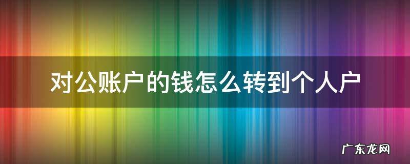 对公账户的钱怎么转到个人户 对公账户的钱怎么转到个人户怎么平税