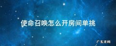 使命召唤怎么开房间单挑 使命召唤怎么开自定义房间单挑
