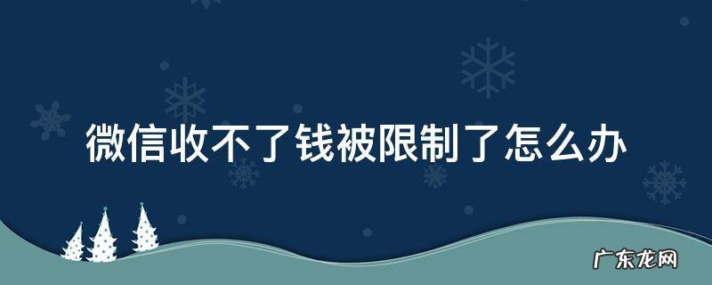 微信收不了款被限制了 微信收不了钱被限制了怎么办