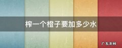 橙子榨汁要加水吗 榨一个橙子要加多少水