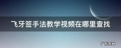飞牙签视频教程 飞牙签手法教学视频在哪里查找