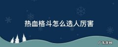 热血格斗怎么选出最强人 热血格斗怎么选人厉害