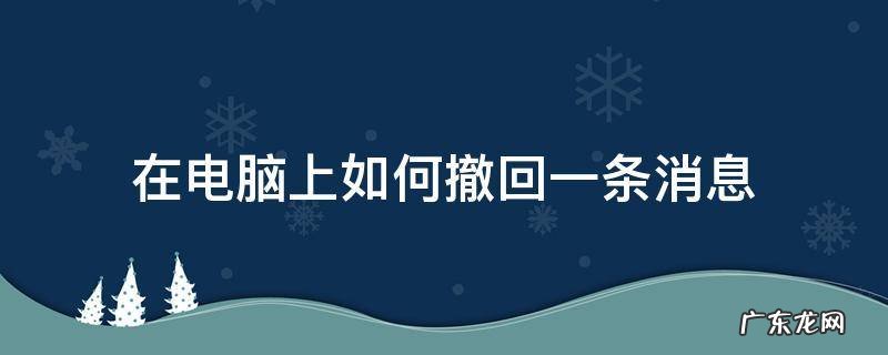 电脑上发出去的消息怎么撤回 在电脑上如何撤回一条消息