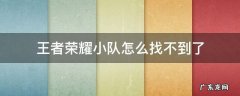 王者荣耀小队怎么找不到了 王者荣耀小队在哪里怎么找不到