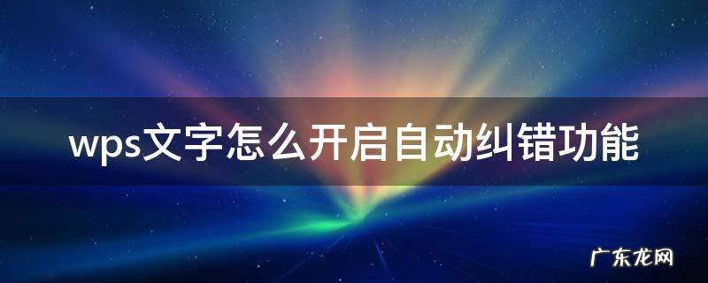 wps文字怎么开启自动纠错功能 wps自动纠正错别字