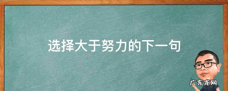 选择大于努力的下一句 选择大于努力的下一句还要学会坚持