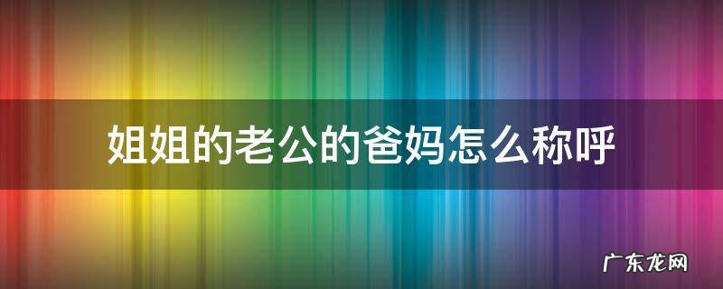 姐姐的老公的爸妈怎么称呼河南 姐姐的老公的爸妈怎么称呼