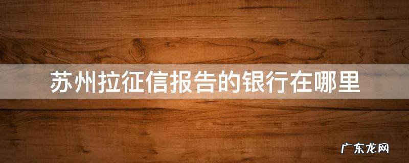 苏州拉征信报告的地方 苏州拉征信报告的银行在哪里