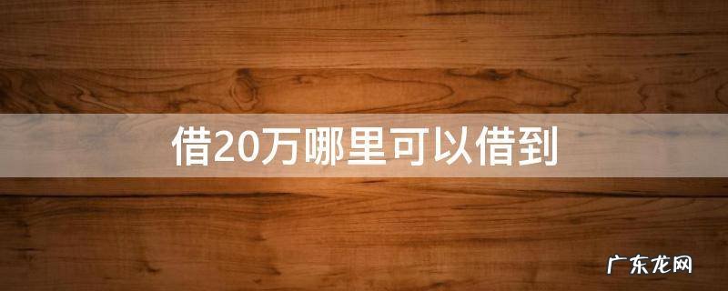 哪里可以直接借20万 借20万哪里可以借到