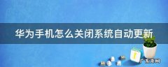 华为手机怎么关闭系统自动更新 华为手机怎么关闭系统自动更新和安装