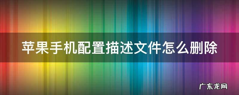 苹果手机配置描述文件怎么删除 苹果手机配置描述文件怎么删除不了