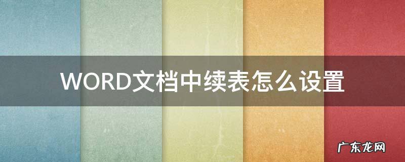 word中表格续表怎么设置 WORD文档中续表怎么设置