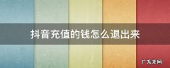 抖音充值的钱能退回来吗 抖音充值的钱怎么退出来