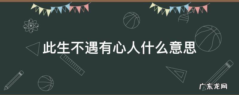 此生不遇有心人什么意思下一句 此生不遇有心人什么意思