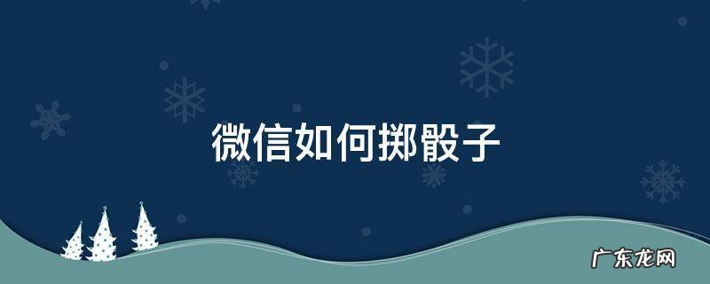 微信如何掷骰子 微信如何掷骰子点数最低