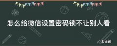怎么给微信设置密码锁不让别人看苹果手机 怎么给微信设置密码锁不让别人看