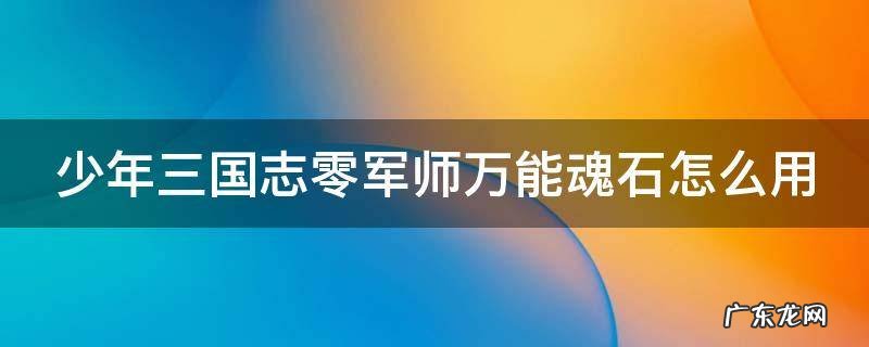 少年三国志零军师万能魂石怎么用 少年三国志零军师万能魂石怎么用不了