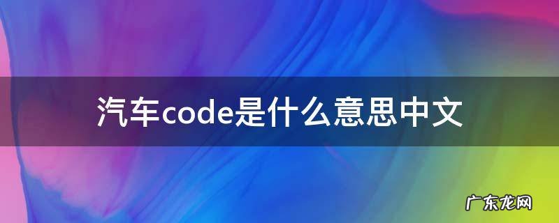 汽车code是什么意思中文 汽车code是什么意思