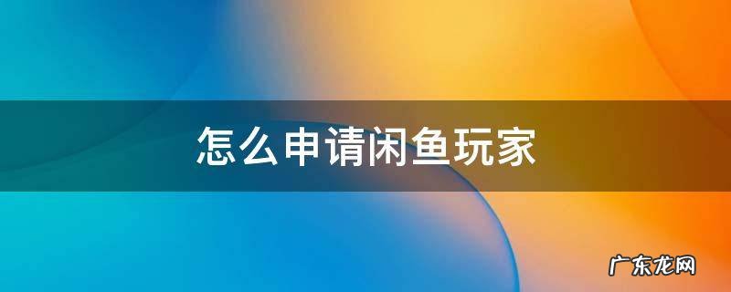 怎么申请闲鱼玩家号 怎么申请闲鱼玩家