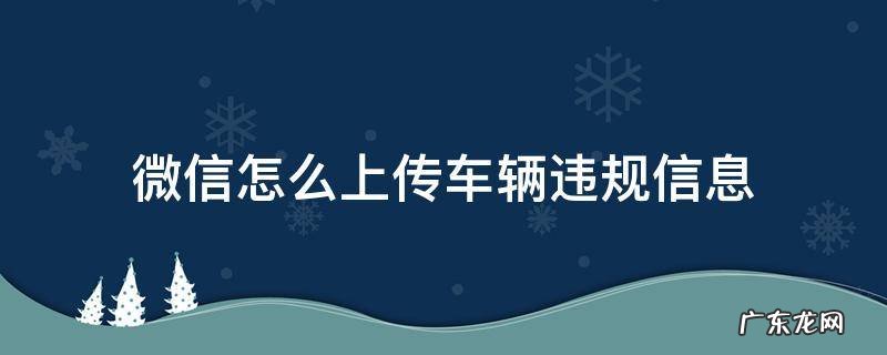 如何上传违法车辆违章行为 微信怎么上传车辆违规信息